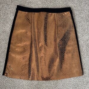 Elegant Bronze Snake Print Mini Skirt